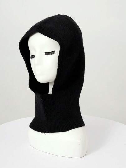 1 件纯色针织拉法帽和围巾套装