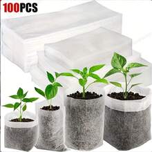 100pcs Plant Grow Bags, Non-Woven Fabric Seedling Starter Kits For Vegetables, Flowers And Seedlings, Breathable And Waterproof Garden Accessories, White, Ideal For Farm, Balcony And Home Garden Indoor/Outdoor Gardening, Seedling Propagation | Functional Gardening | Lightweight Planter - Multicolor - View 4