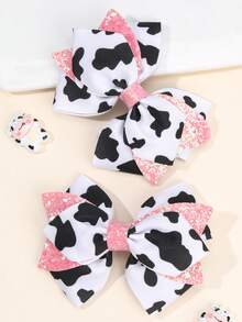 2 Stücke Haarbögen für Kleinkind Mädchen, Schwarz-Weiß Kuh Muster Haarbögen, glitzernde Schwalben-Schwanz Haarspangen, Haarstyling-Clips, Haar-Accessoires für Kinder und Teenager, geeignet für den täglichen Gebrauch, perfekte Geschenke für Kinder