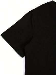 Camiseta de algodón puro para hombres de verano, una camiseta estampada interesante, de estilo unisex, funciona como atuendos para parejas. - Negro - Ver 6