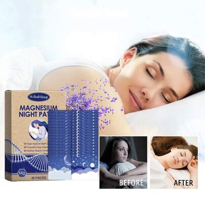 32Pieces Magnesium Night Patch - Soothing, Odorless, Paraben-Free, Suitable For All Skin Types, Men And Women, Cleansing Effect