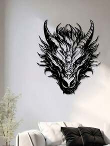 11.81 英寸铁龙头壁雕，金属龙壁饰，适合客厅、办公室、农舍、露台和阳台的室内外装饰 - 理想的乔迁或节日礼物 - 黑色C - 查看 8