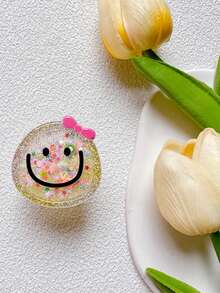 1pc Phone Air Cushion Stand, Smiling Bow Decor Expandable Minimalist Phone Holder - Multicolor - View 7