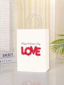 Love Valentine's Day Gift Bag, Wedding Companion Gift Kraft Paper Handbag, Mother's Day Gift Packaging Paper Bag, Love Gift Bag, Gift Storage Bag, Valentine's Day Love Romantic Bag - Multicolor - View 7