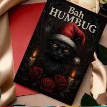 1 بطاقة تهنئة عيد الميلاد مع مغلف (11 سم * 16 سم) بتصميم قطة سوداء مضحكة "Bah Humbug" ، مشهد احتفالي بالقطط والورود ، مثالية للأصدقاء ، مناسبة لاحتفالات عيد الميلاد ، بطاقة تهنئة عيد الميلاد الساخرة | بطاقة عيد الميلاد الساخرة | بطاقة تهنئة ورقية