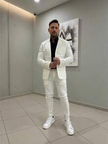 Men's Set Blazer Pants Slim Suit Formal Fashion - Sampanye - View 7