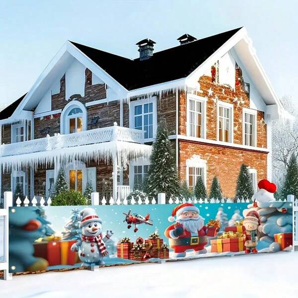 Valla de Navidad con diseño de muñeco de nieve de 4 anillos de fibra de poliéster, decoración para el patio exterior, adecuada para escenas navideñas de jardín e interiores, funcionamiento sin batería