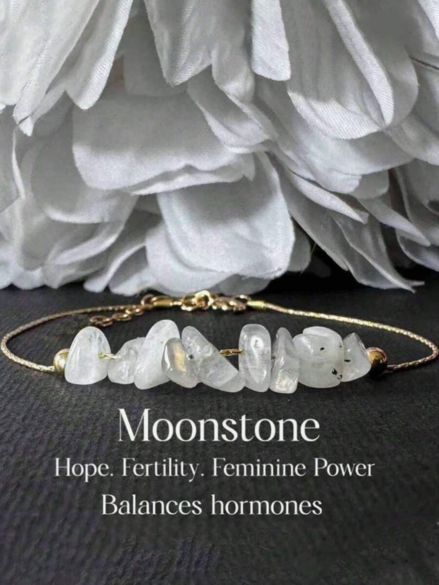 蛋白石串珠手链 – 女士可调节手链 - 月光石 - 查看 1