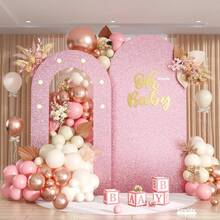 Pink Arch Backdrop Stand With Lights, Foam Board Balloon Arch Background Stand Frame For Birthday, Wedding, Baby Shower, Engagement, Graduation Party Decorations (Indoor) - Reose Gold - View 1