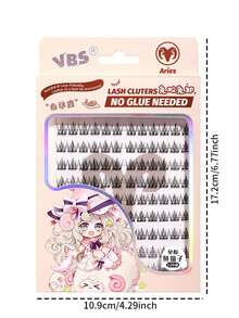 120pcs Segmented Glue-Free False Eyelashes, 10-Row High Capacity Self-Adhesive Fake Lashes, VBS Zodiac Series - Aries, Glue-Free & Remover-Free, Thermosensitive Jelly Glue Strips, Reusable, Segmented Design Suitable For Various DIY Options