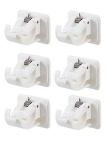 2 piezas Ganchos de resorte adhesivos resistentes, soporte de barra de cortina montado en pared para dormitorio, sala de estar, etc., accesorios para el hogar prácticos y decorativos