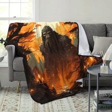 Deep Forest Theme, Bigfoot And Forest, Elk, Bear Patterns,Super Soft Flannel Printed  Blanket,As Birthday Gifts, Family, Wedding, Souvenir Blankets, Polyester Blankets Suitable For All Seasons, Washable, Machine Washable, Lightweight, Breathable, Comfortable, Warm, Unique, 280gsm For Him, Her Personalized Ideal Gifts For Her, Him, Family, Boyfriend, Girlfriend, Father, Family, Mother, Lover, Daughter, Son, Grandfather, Grandmother, Friend, Classmate, Pet.    Perfect Nap, Camping, Travel, Home, Daily Life, Office Decoration, Birthday, Anniversary, Valentine's Day, Thanksgiving, Christmas, Halloween, Mother's Day, Father's Day, Wedding, New Year Gifts ,Sofa,Bed,Car,Bedroom,Living Room,Office,  Outdoor Camping, Beach,Wall Decoration - 多色8 - 查看 4