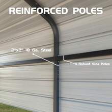 Marquesina para cochera de alta resistencia de 13 x 21 pies con estructura de marco actualizada y techo de acero galvanizado. Garaje de metal para camionetas, botes, automóviles y tractores. - Negro - Ver 2