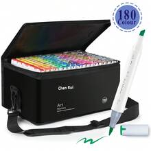 Chen Rui Chen Rui 48/60/80/120/168/180 Colors Dual Tip Art Art Markers Brush & Chisel Permanent Marker Pens With Base Perfect For Artist Adults Anime Coloring Sketching Illustrations And Card Making Gift For Christmas And New Year Back To School- Refillable