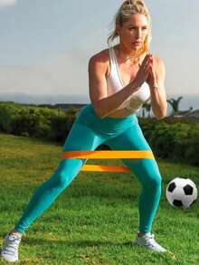 5件套专业足球训练带，带腿部拉力环 - 加厚高弹阻力带，适用于力量训练，可叠加设计，色彩鲜艳（黄、绿、蓝、红、黑） - 运动员和健身爱好者的理想礼物，运动配件，时尚设计，经久耐用 - 彩色 - 查看 9