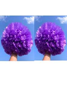 2 piezas de pompones de alta densidad mate de extra grande, pelotas de pompones de porristas con mango de doble cabeza, pompones de porristas de baloncesto, pompones de unicolor reutilizables y de retazos, accesorios de baile y actuación a gran escala para competiciones deportivas, adecuados para competiciones profesionales de porristas con pompones de doble cabeza - Multicolor - Ver 30