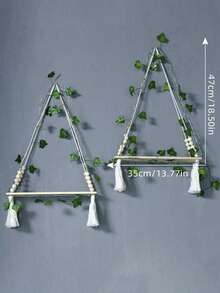 Artificial Ivy LED Light Strip With Wall Mounting Bracket, Suitable For Bedroom, Bathroom, Living Room, Kitchen, Wooden Hanging Plant Rack For Wall Decor (Batteries Not Included) - Multicolor - View 13
