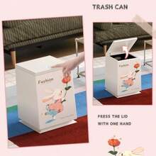 سلة مهملات صغيرة مع غطاء، سلة مهملات منزلية مع غطاء للغرفة المعيشية والحمام والنوم، حجم كبير