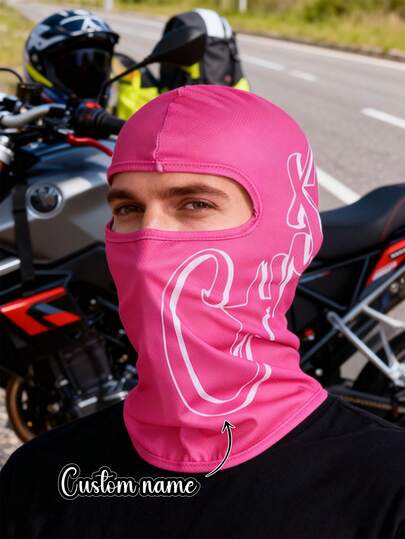 1pc Customized Balaclava Ski Mask, Unisex, Can Customize Personal Name And Text, Suitable For All Seasons, Lightweight UV Protection Motorcycle Ski Helmet Face Mask, Windproof Balaclava Mask For Motorcycle, Skiing, Christmas Gift