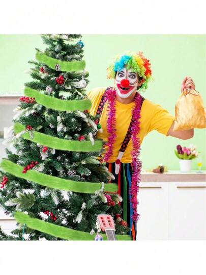 2 Pieces Artificial Fur Ribbon Decorative Fabric Roll, 5 Cm /1.96 Inches Wide, Suitable For Christmas Tree Decoration Or Wreath Bow, 5 Meters In Length