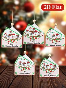 1pc Christmas Hanging Ornament, Family Of 2/3/4/5/6 Snowman Figure Perfect Christmas Ornaments, Envelope Frame Design Wooden Pendant For Home Decoration, Christmas Tree Decoration, Christmas Gift, Family Souvenirs, 2025 Christmas Decoration, Merry Christmas, Holiday Party Favors, Xmas Party Decor, Christmas Party Supplies,