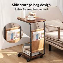 Senmeo Double-Layer Sofa Side Table - Space-Saving 0.1-Meter Sofa Table, C-Shaped Side Table With Side Drawer For Organization, Rolling Table With 30kg Load Capacity (Suitable For Small Apartments) - Quả óc chó - Xem 7