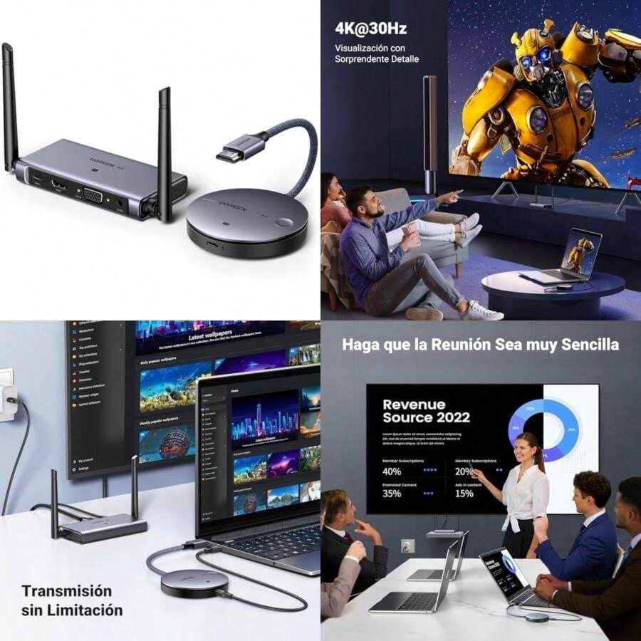 Transmisor y Receptor Inalámbrico  4K 30HZ, 5G/2.4G Extender 164FT/50M, Transmisión Inalámbrica para Ordenador Portátil/Cámara/TV Box/DVD//Neflix(default) - Tipo 1 - Ver 1