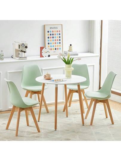 Set Of EGGREE Dining Chairs, Kitchen Chairs Wooden Legs, PU Leather Upholstered Office Moderne Gelato Groen view 2