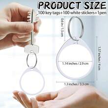 1.57 Inch Plastic Key Tags Round White Item Identifiers With Blank Paper Label Stickers And Pen, Metal Split Ring Tags Ideal For ,Office And Rental Management Use,100 Pack - 200 - 查看 3