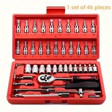 1 46-Piece Professional Auto Repair Tool Kit: Portable, Durable, And Easy-To-Use Ratchet Wrench Set - Suitable For Auto, Boat, Motorcycle Repair, Home And Industrial Repair - Includes Carrying Case - 彩色 - 查看 11