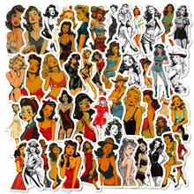 50PCS Retro Lady Graffiti Fun Stickers Aesthetic Decorative Water Bottles, Safety Hats, Luggage, Bicycles, Skateboards - Multicolor - View 3