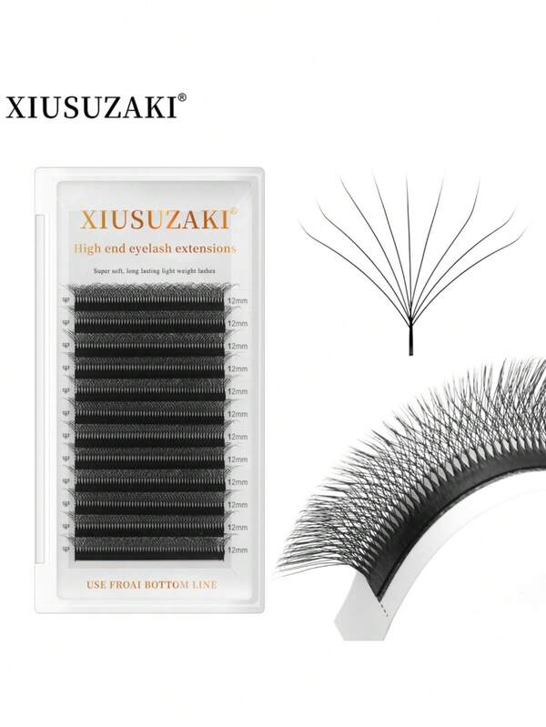 XIUSUZAKI 12Rânduri 9D Gene False în Formă de W Bloom Automate Înflorire Evantai Prefabricate Extensii de Gene Gene False Individuale cu Lumină Moale Magazin