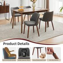 strundghti Modern Dining Chair Set Of 2, Linen Upholstered Kitchen Chair With Sold Wood Legs, Wing Backrest, Wooden Dinner Table, Accent Chair For Dining Room, Living Room - Dark Gray PU - 查看 3