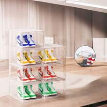 1/2/4/6-Piece Stackable Clear Acrylic Shoe Boxes For High-Quality Sneakers, 360° Transparent Display Boxes With Magnetic Doors For High Heels, 25 X 34 X 18.4 Cm - 6件裝 - 查看 4