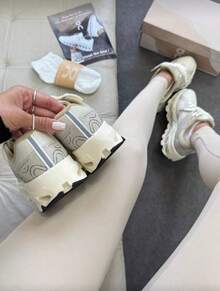 Tênis esportivo academia feminino masculino onn confortável on macio detalhes refletivos - Bege - Visão 5