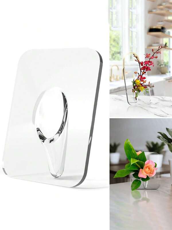 1 Stück transparenter Rahmen Vase - rechteckig, moderne Heimdekoration, ästhetische Rahmen Vase geeignet für Schreibtisch, Bücherregal, Schlafzimmer, als Hochzeits- oder Einweihungsgeschenk