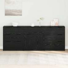 vidaXL Sideboard 3 Stück Schwarz Eichen-Optik 60 x 30 x 70 cm