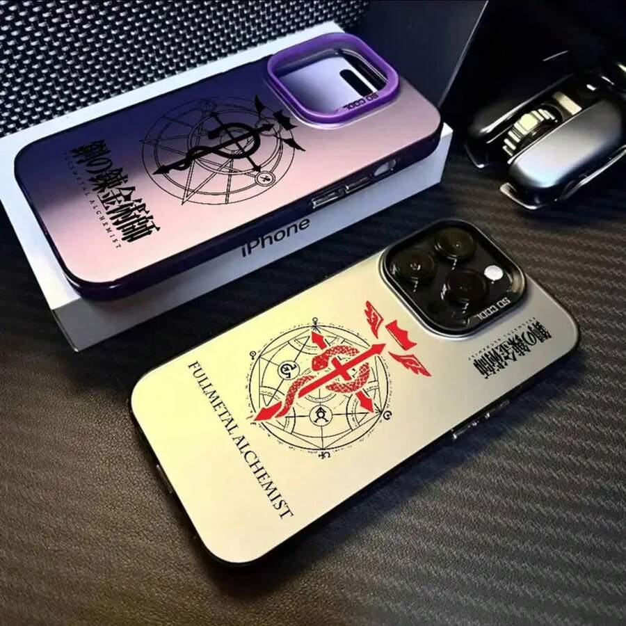 F-Fullmetal Alchemist Logo Phone Case Covercompatible with  16 15 14 13 12 11 Pro Max Black Matte Multicolor Laser Metallic Aurora Funda,Covercompatible with  17 Hülle, 17 pro Hülle, 17 promax Hülle