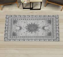 Retro Mid Century Abstract Pattern Rug On Ivory Background, Dark Orange And Reseda Green, 4' X 5' 5", Ideal For Bedroom, Dorm And Living Room - Dark Gray - View 5