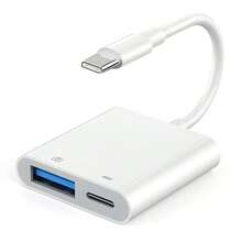 2-In-1 USB OTG Card Reader, USB C/Lightning Type Card Reader Headphone Adapter, Type-C Audio Data Cable, Compatible With IPhone 17/16/15/14/13/12/11 Pro Max Plus, IPads, S25/S24/S23, Card Reader Charger Adapter - White - View 11