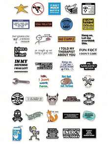 50 piezas Pegatinas divertidas de grafiti a prueba de agua PVC, decoración de dibujos animados, para scrapbook, portátil, equipaje, guitarra, vaso de agua, funda de teléfono DIY, útiles escolares, suministros de scrapbook para volver a la escuela, papelería - Multicolor - Ver 3