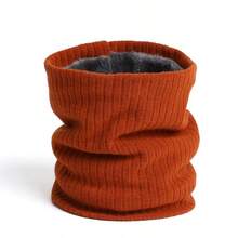 1pc Solid Color New Thickened Fleece Neck Warmer, Knitted Elastic Thermal Neck Gaiter For Men & Women, Winter
