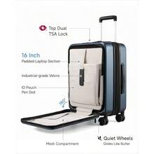 Carry On Luggage 22x14x9 Airline Approved FLO5 Expandable Polycarbonate Suitcase With Front Pocket FX-Core Brown-Black 20 Inch - 棕黑色 - 查看 3