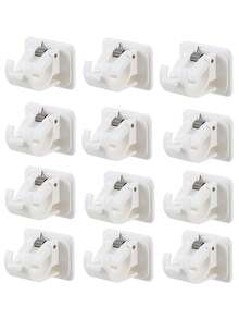 2 piezas Ganchos de resorte adhesivos resistentes, soporte de barra de cortina montado en pared para dormitorio, sala de estar, etc., accesorios para el hogar prácticos y decorativos