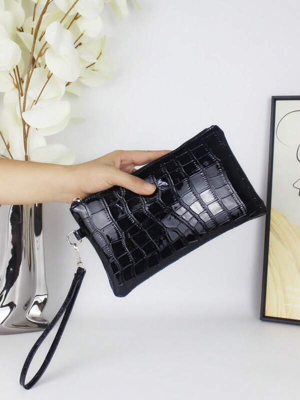 Crocodile Pattern Women's Wallet, Casual Women's Clutch Bag, Fashionable Retro Phone Bag, Handbag, Coin Wallet, Evening Bag
