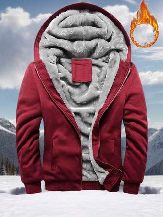 Women's Thermal Lined Zip-Up Hoodie Sweatshirt, Solid Color Casual Loose Fit Outdoor Sports Jacket, Suitable For Christmas Gift,Fleece,Winter