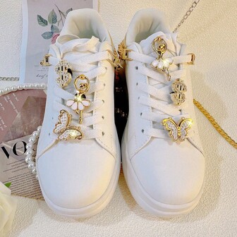 6pcs Gold Girl Money Shoe Clips, DIY Decor, Suitable For Women's Sneakers, Canvas Shoes, Sandals, Slippers, Multifunctional Shoe Clips, Great For Holiday Party Gifts