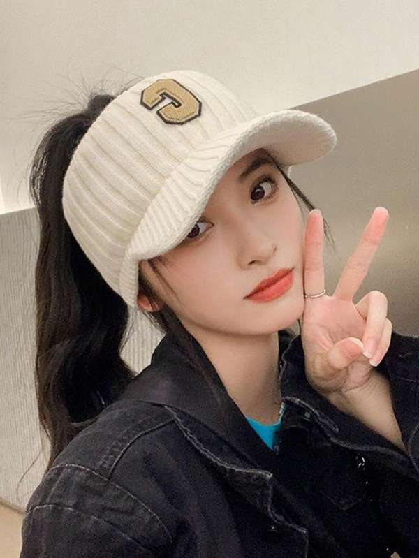 1 Stück C-Logo Strickmütze, modisch vielseitig, schmeichelhaft, angenehmer Stoff, geeignet zum Spazierengehen, Reisen, Wandern, Radfahren, Dates und verschiedene Anlässe