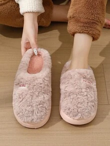 نعال منزلية نسائية فضفاضة مريحة للارتداء من دون ربط، باللون الوردي، دافئة للاستخدام الداخلي والخارجي في الشتاء