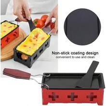 Cheese Pull Stretchable Non-Stick, Cheese Rotating Baking Tray Iron Metal Baking Tray Accessories, Cheese Melter - Baking Tray + Red Stove + Spatula - Red - View 7